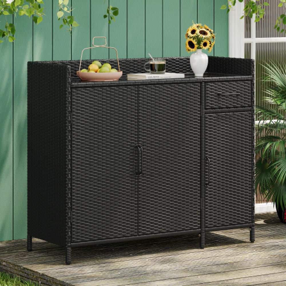 47.5 in. W x 15.8 in. D x 39.5 in. H Black Brown Outdoor Storage Cabinet Ch
