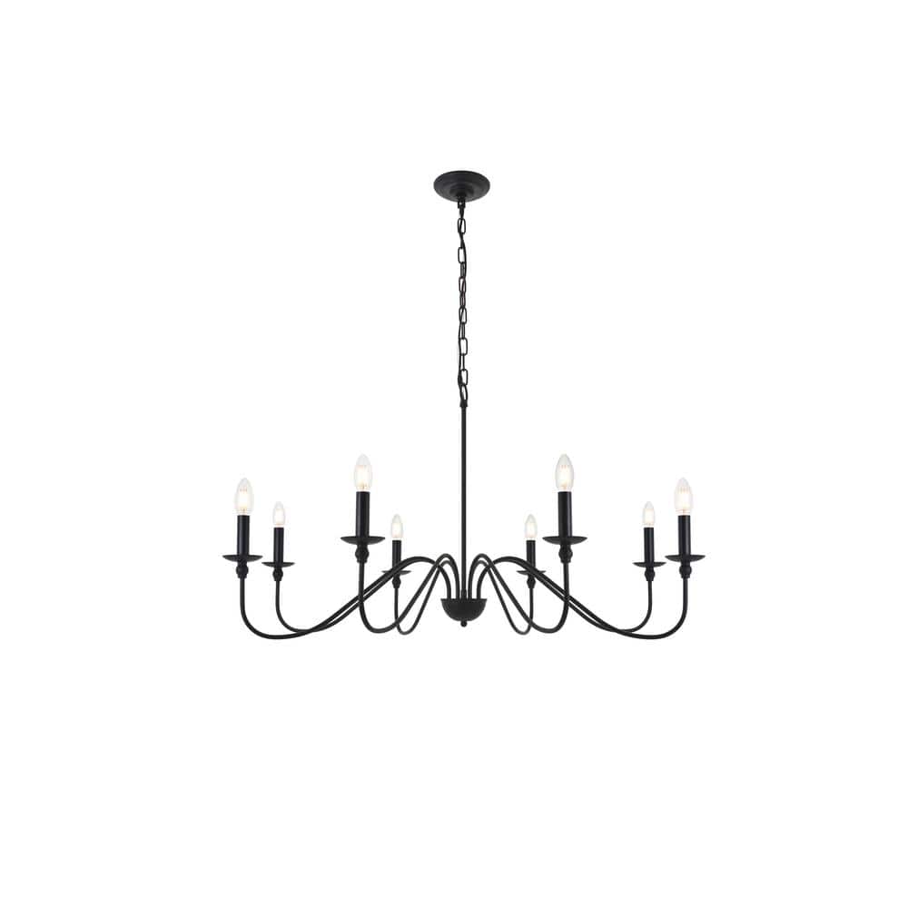 Timeless Home Roman 42 in. W x 21.8 in. H 8-Light Matte Black Pendant
