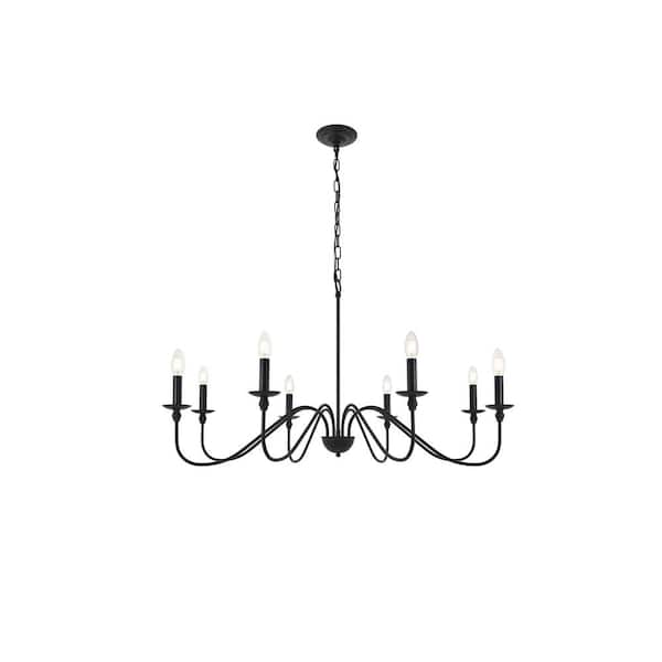 Unbranded Timeless Home Roman 42 in. W x 21.8 in. H 8-Light Matte Black Pendant