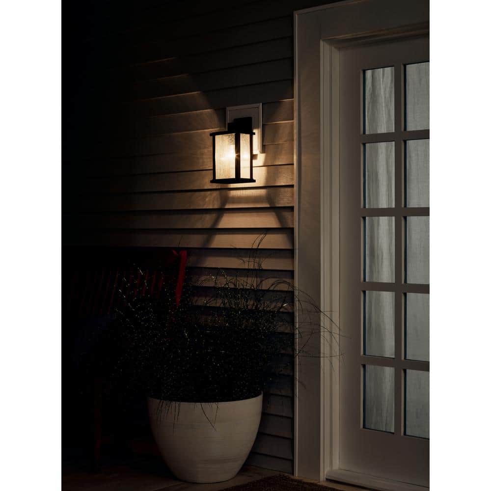 Marimount 12.75" Black and Wood Outdoor Wall Sconce with Clear Glass