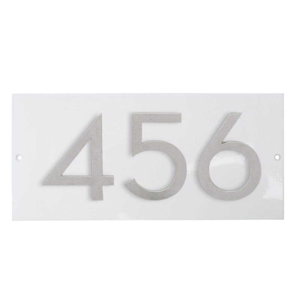 "Horizontal Floating Modern Address Plaque (4"" Numbers-3 Characters)-White/Brushed Aluminum" price history on PriceWatchPro