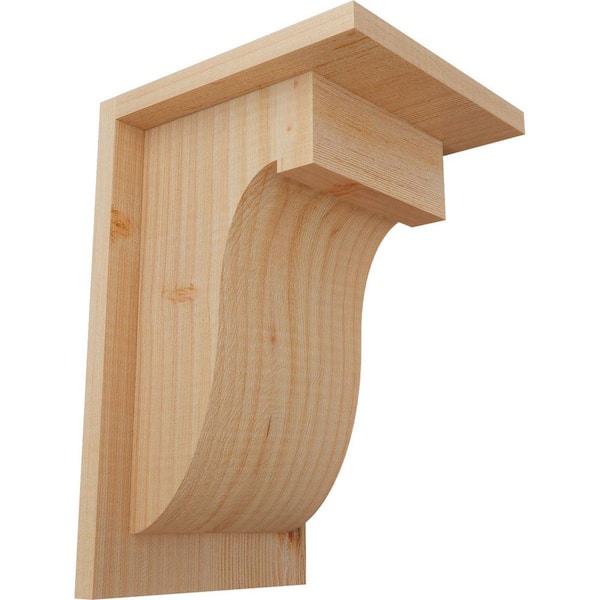 Ekena Millwork 7-1/2 in. x 8 in. x 12 in. Douglas Fir Del Monte Smooth Corbel with Backplate