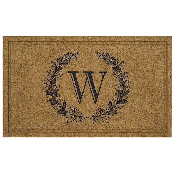 Mohawk Home Laurel Multi 24 in. x 36 in. Faux Coir Monogrammed W Door Mat