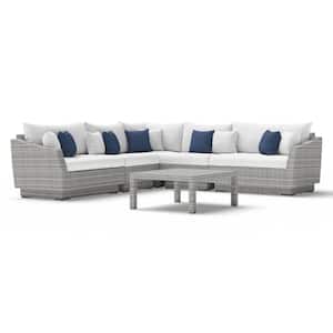 Cannes 6-Piece Wicker Outdoor Sectional Set with Sunbrella Bliss Ink Cushions
