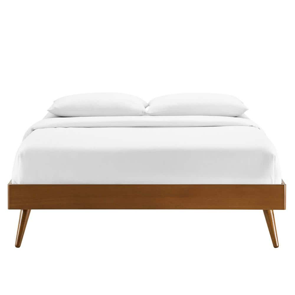 Margo Mid-Century Walnut Full Platform Bed with Headboard