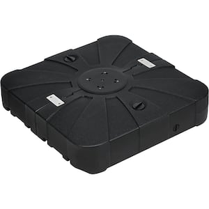Outdoor Plastic Patio Umbrella Base in Black, Filled with 220 lbs. Water or 410 lbs. Sand (33 in. x 33 in. x 6.7 in.)