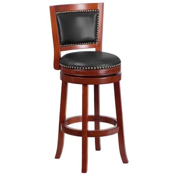 Flash Furniture 30.5 in. Dark Cherry and Walnut Swivel Cushioned Bar Stool