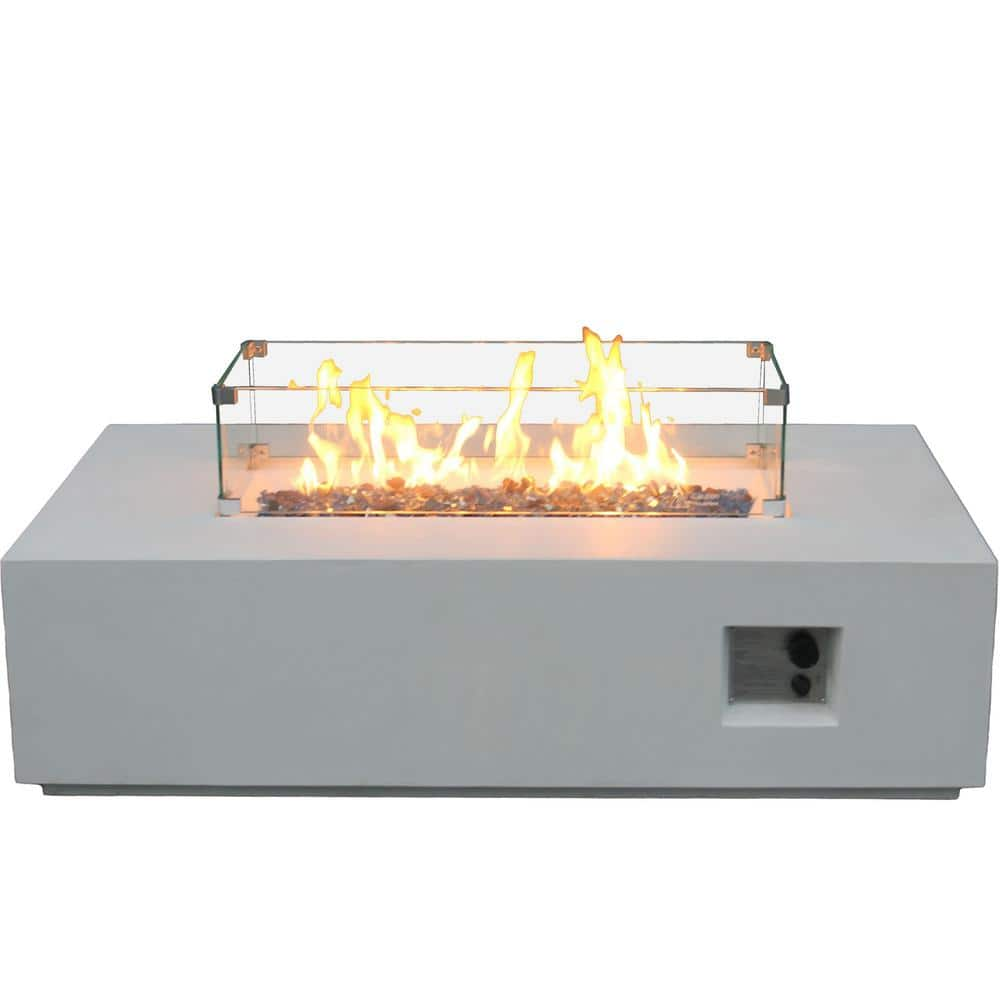 moda furnishings 52 in. 65000 BTU Antique White Concrete Propane Outdoor Fire Pit