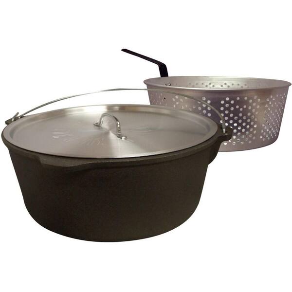 King Kooker 8.5 qt. Cast Iron Pot with Aluminum Lid and Basket-DISCONTINUED