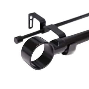 66 in. - 120 in. Adjustable Metal Double Curtain Rod in Black with Ring Finial