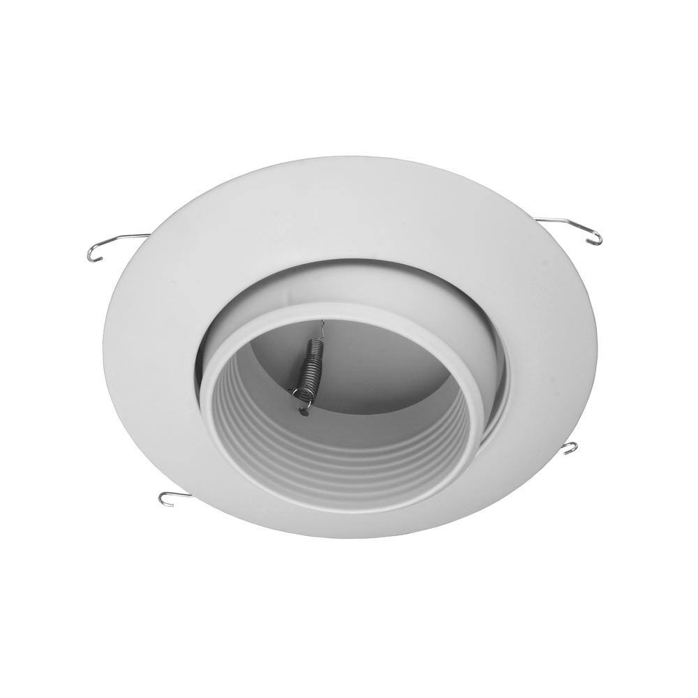 6-Inch White Adjustable Recessed Eyeball Trim with Baffle