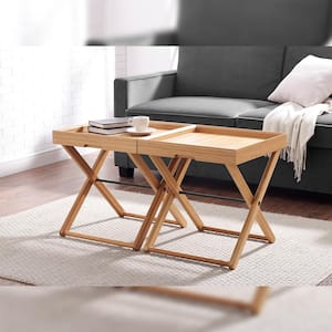 Tripp Brown Natural Bamboo Serving Trays Table 19 in. D x 19 in. W x 21 in. H