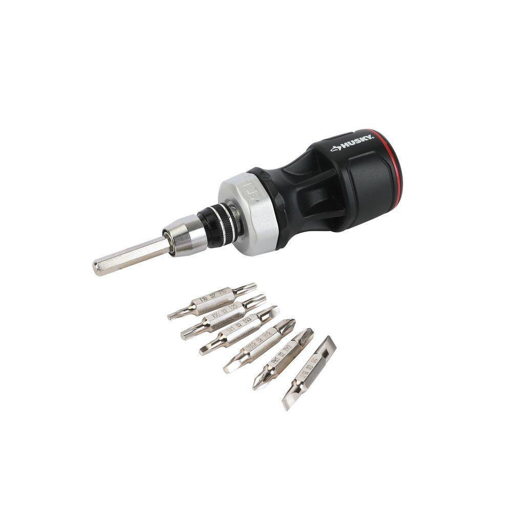 Husky 12-1 Quick Load Ratcheting Stubby Screwdriver 92104 - The