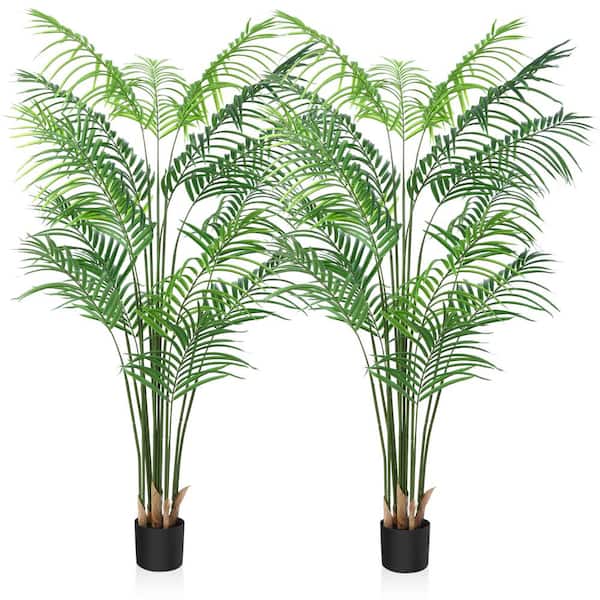 DR.Planzen 5 ft. Artificial Areca Palm Tree, Faux Tropical Plant in Pot(Set of 2)