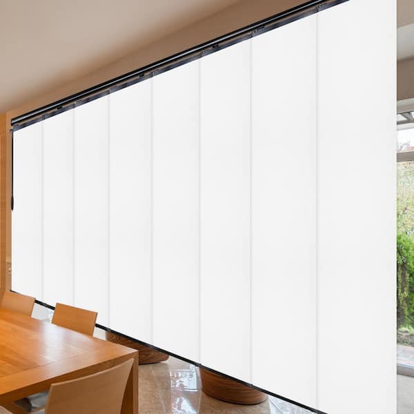 EMOH Alabaster 130 in. - 175 in. W x 116 in. L Adjustable 8-Panel Black Double Rail Panel Track with 23.5 in. Slates