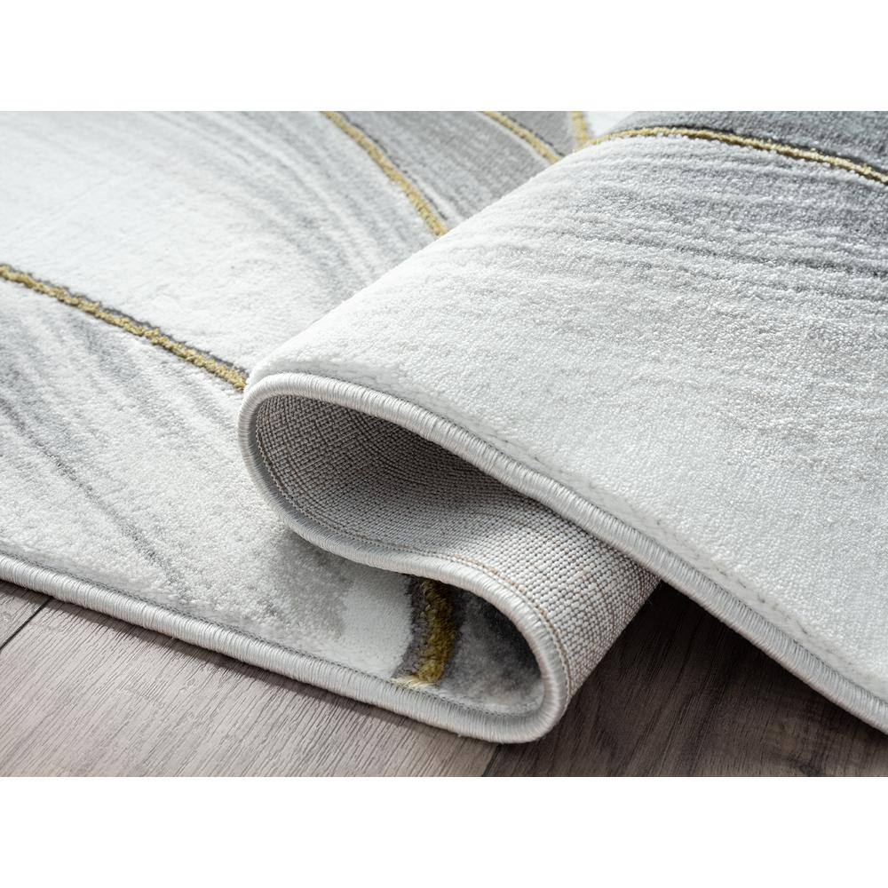 Abstract Swirl 6' x 9' Gray Synthetic Easy-Care Area Rug