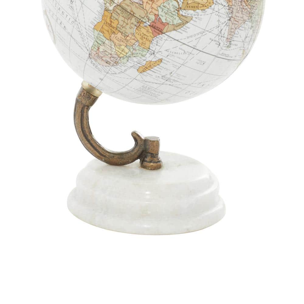 5" White Globe with White Marble Base Tabletop Decor