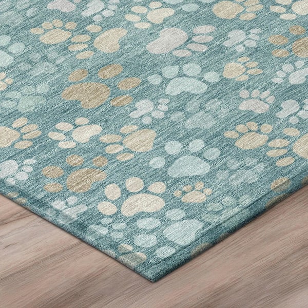 Chantille Machine Washable Indoor/Outdoor Abstract ACN3061 Teal 8 ft. x 10 ft. Area Rug
