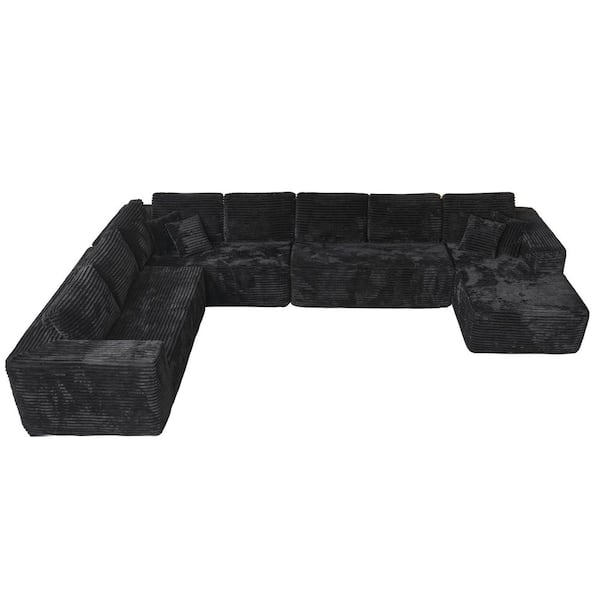 Allwex VA 221 in. Wide Arm 4-Piece Modern Plush Corduroy Fabric U