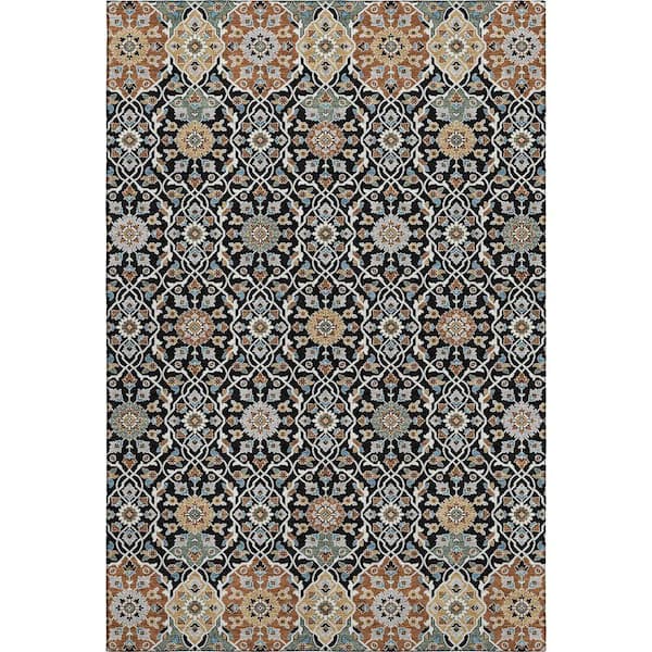 Mayfield Premium Machine Washable Abstract AMF2199 Black 5 ft. x 7 ft. 6 in. Area Rug