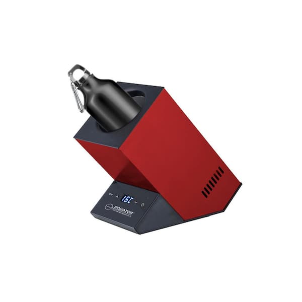 Equator 110V AC/12V DC 750 ml Single Bottle Wine Champagne Water Chiller in Red with stainless body and rechargeable battery