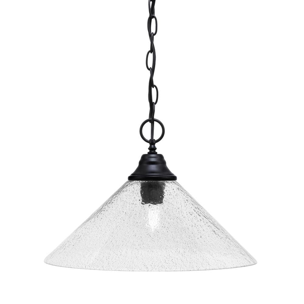 Kingston 100-Watt 1 Light Matte Black Finish Shaded Pendant Light with 16 i