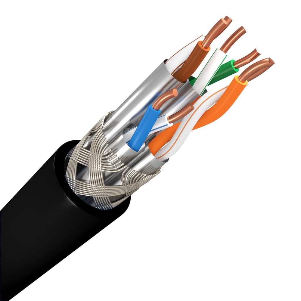 Syston Cable Technology 100 ft. Black 22 AWG Solid Copper Cat8 S/FTP Plus  CMR Riser Bulk Data Cable (4-Pair) 1588-SB-BK-100 - The Home Depot