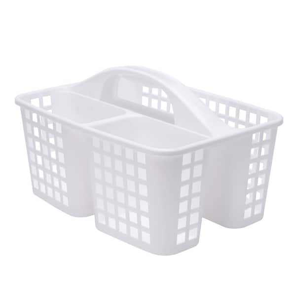 Bath Bliss Caddy Basket with Handle in White
