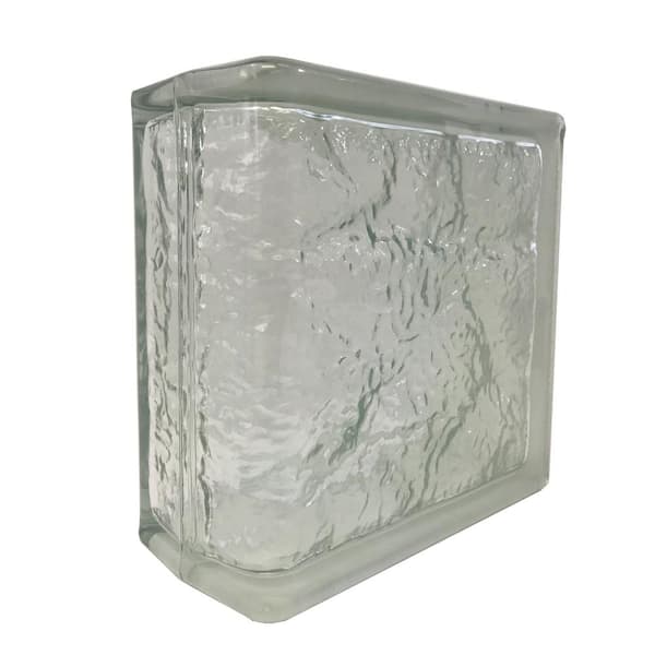 Seves Cortina 4 in. Thick Series 8 x 8 x 4 in. End (4-Pack) Ice Pattern Glass Block (Actual 7.75 x 7.75 x 3.88 in.)