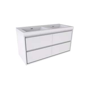 Sage 47 in. W X 19.75 in. D X 24.75 in. H Vanity in High Gloss White with White Acrylic Top