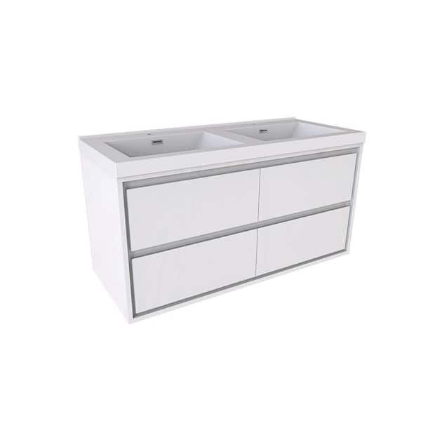Moreno Bath Sage 47 in. W X 19.75 in. D X 24.75 in. H Vanity in High Gloss White with White Acrylic Top