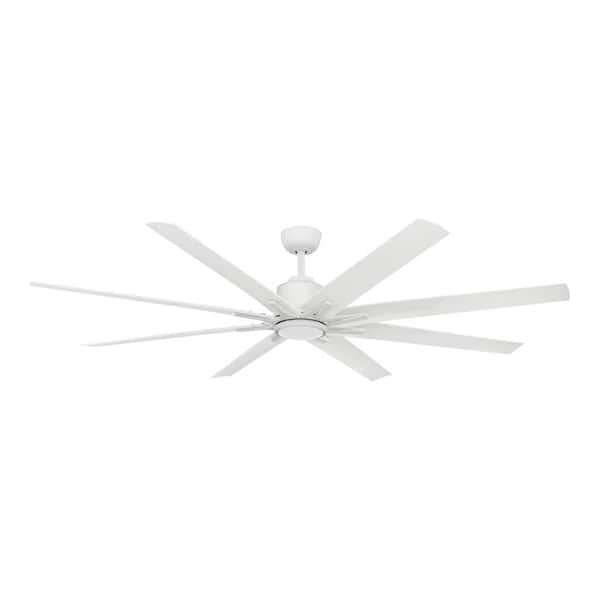 Kensgrove II 72 in. Smart Indoor/Outdoor Matte White Ceiling Fan with Remote Included Powered by Hubspace