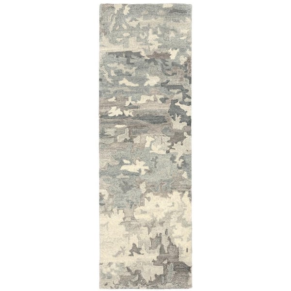 2 X 8 Gray, Charcoal Abstract Washable Area Rug Runner Rug