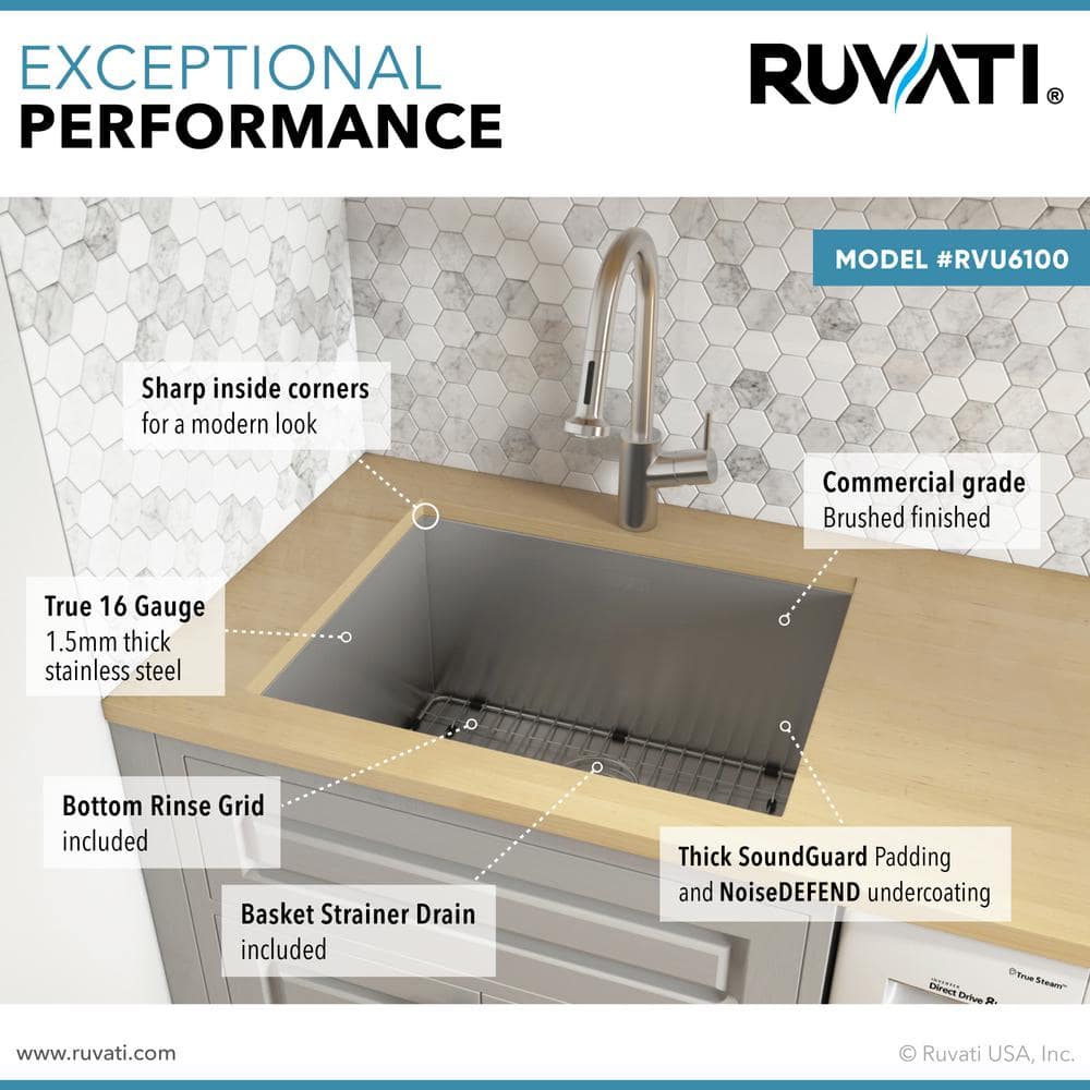 Ruvati 23" x 18" Stainless Steel Undermount Utility Sink