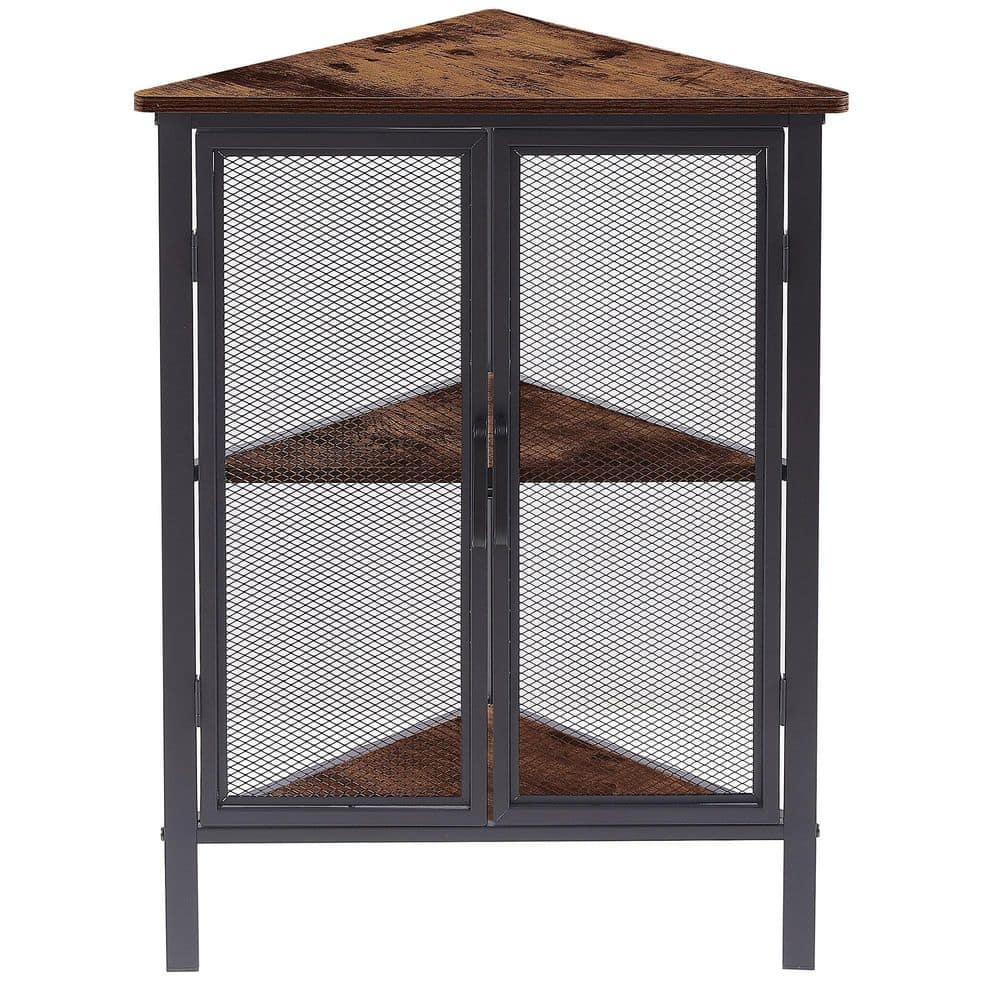 3-Tier Corner Shelf, Metal Frame Multipurpose Corner Table Wood Triangle Bookshelf with Protection Door，Brown，15.4 in. W price history on PriceWatchPro