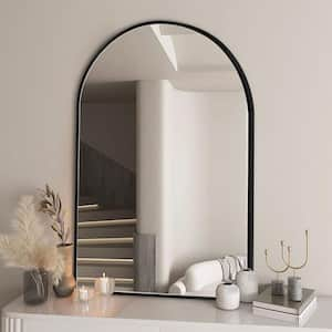 24 in. W x 36.1 in. H Arched Aluminum Frame Black Wall Mounted Bathroom Vanity Mirror