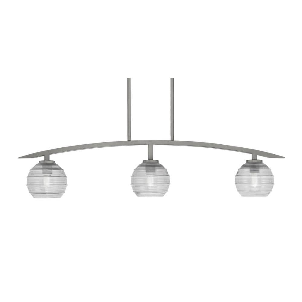 Siena 41 in. 3-Light Graphite Chandelier with 6 in. Clear Ribbed Glass Shad