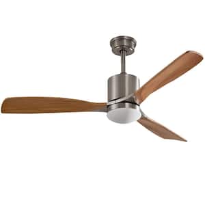 52 in. Intergrated LED Indoor Brown Ceiling Fan with LED Light and Remote Control Downrod