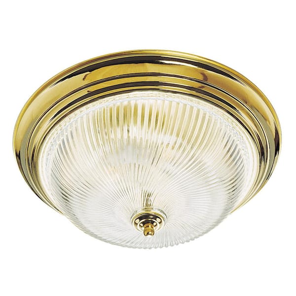 Design House 3-Light Polished Brass Ceiling Fixture with Clear Ribbed Glass