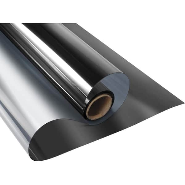 78 in. W x 47 in. L Black-Silver One Way Mirrored Privacy Heat Control Window Film