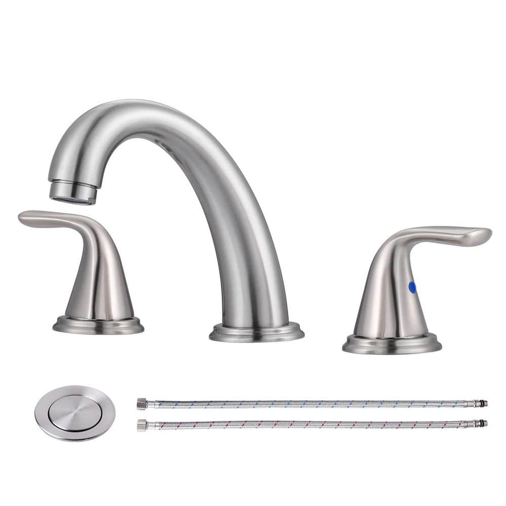 WOWOW 3-Holes 8 in. Widespread Double Handle Bathroom Faucet in