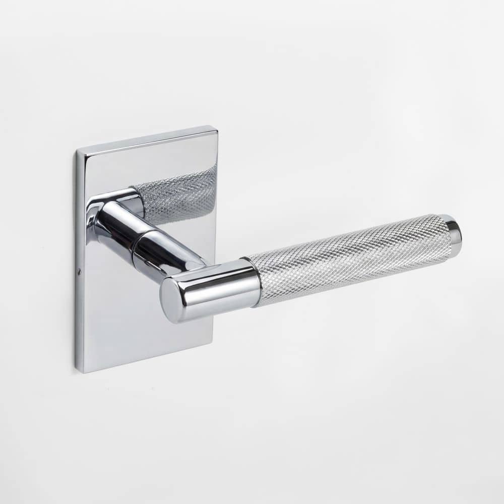 Taylor Polished Chrome Modern Knurled Interior Hall/Closet Passage Door Handle, Rectangle Plate with Concealed Screws price history on PriceWatchPro