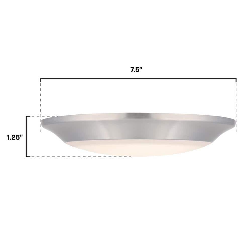 Brushed Nickel 7.5-Inch LED Flush Mount Light with Frosted Acrylic Shade