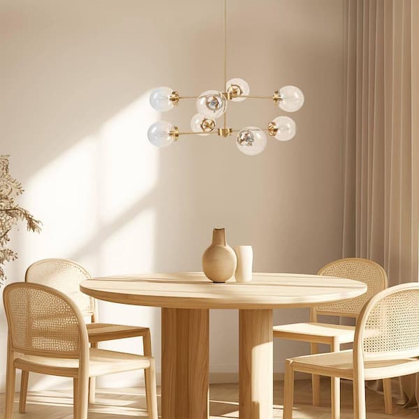 8 Light Gold No Decorative Accents Empire Geometric Chandelier for Dining Room with No Bulbs Included