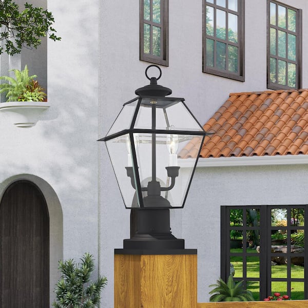 Livex Lighting Oxford 3 Light Textured Black Outdoor Post Top Lantern  7859-14 - The Home Depot