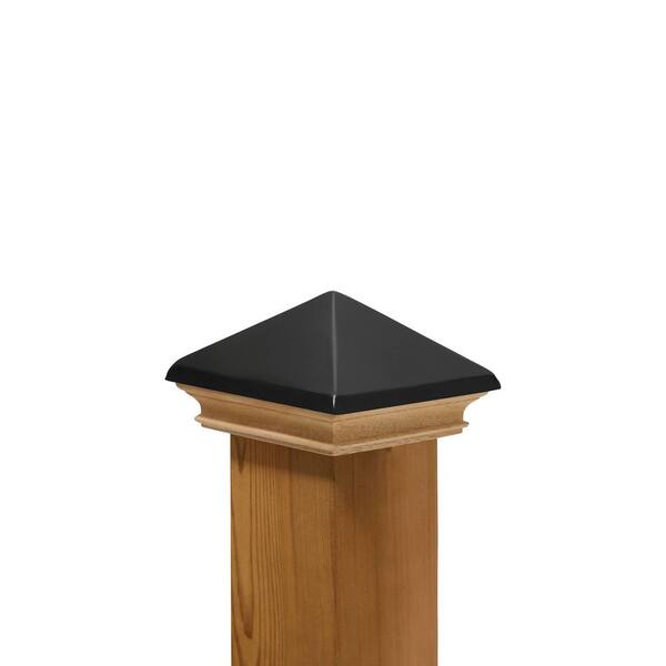 Protectyte 4 in. x 4 in. West Indies Miterless Wood Post Cap with Black Stainless Pyramid