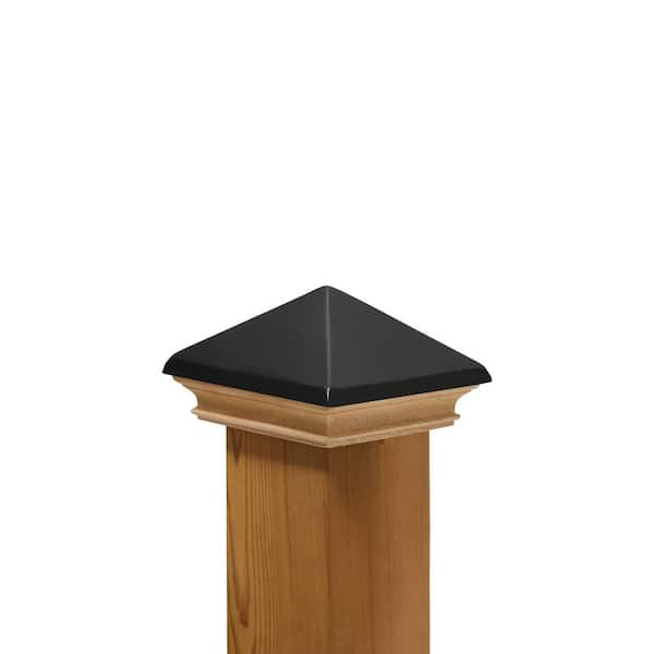4 in. x 4 in. West Indies Miterless Wood Post Cap with Black Stainless Pyramid