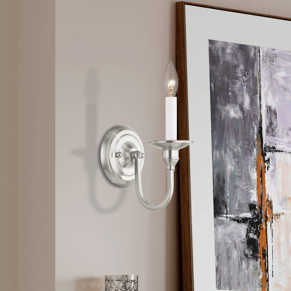 Elegant Brushed Nickel Single-Light Candelabra Sconce