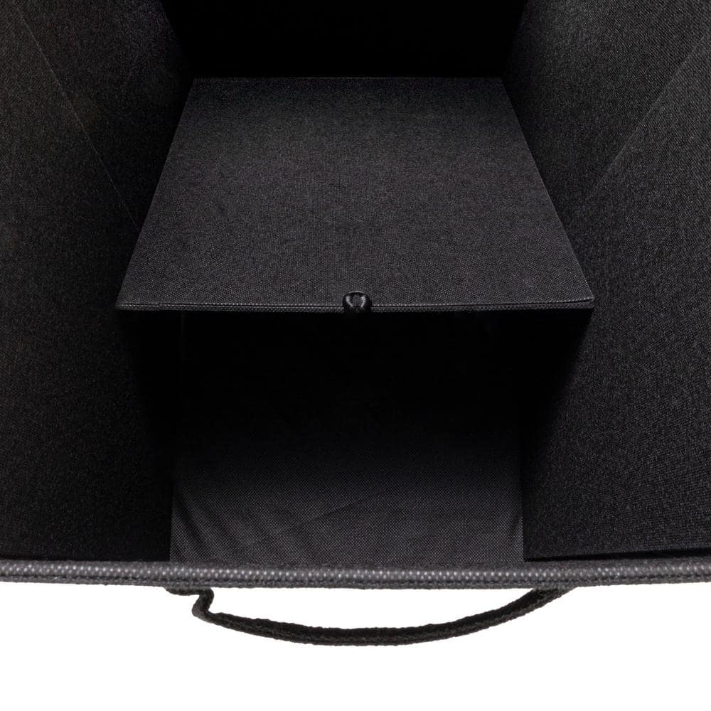 Black Collapsible Polylinen Laundry Hamper with Wheels and Lid