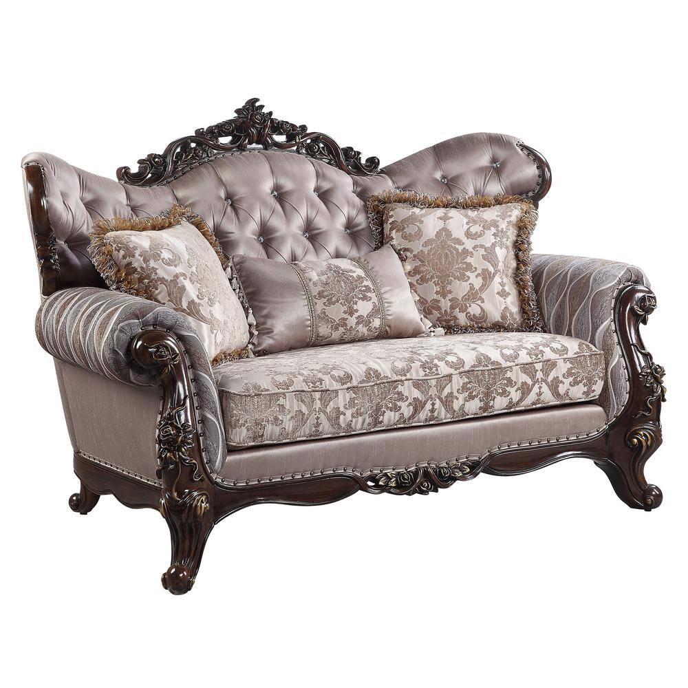 Acme Furniture Benbek 70 in. Taupe Fabric 2Seater Tufted Wing Back